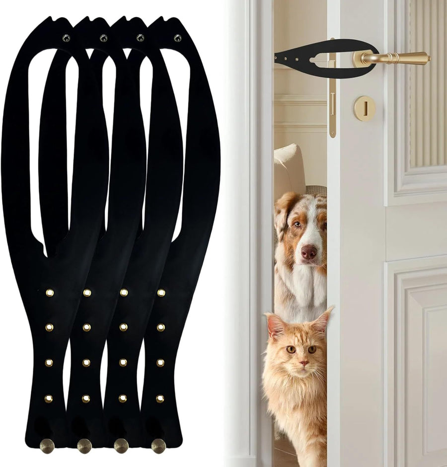 Cat Door Latch with 5 Adjustable Opening 2.5-6" - Cat Access Door Restrictor, Tool-Free Install, Helps Keep Dogs Out of Litter Box and Food, 4 Pack Black