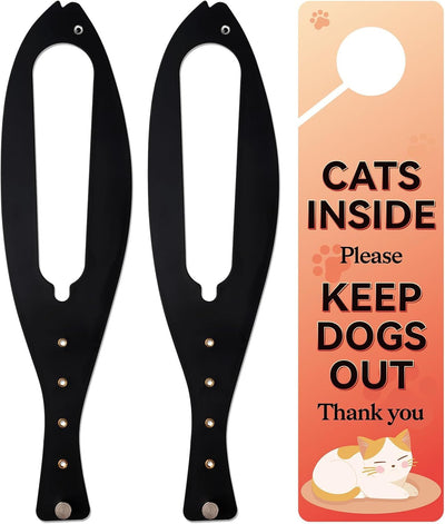 Cat Door Latch with 5 Adjustable Opening 2.5-6" - Cat Access Door Restrictor, Tool-Free Install, Helps Keep Dogs Out of Litter Box and Food, 2 Pack Black