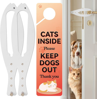 Cat Door Latch with 5 Adjustable Opening 2.5-6" - Cat Access Door Restrictor, Tool-Free Install, Helps Keep Dogs Out of Litter Box and Food, 2 Pack White