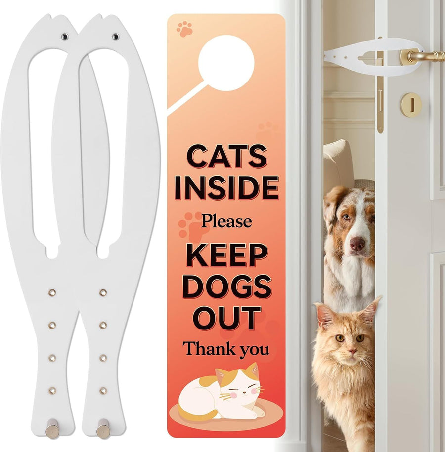 Cat Door Latch with 5 Adjustable Opening 2.5-6" - Cat Access Door Restrictor, Tool-Free Install, Helps Keep Dogs Out of Litter Box and Food, 2 Pack White