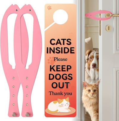 Cat Door Latch with 5 Adjustable Opening 2.5-6" - Cat Access Door Restrictor, Tool-Free Install, Helps Keep Dogs Out of Litter Box and Food, 2 Pack Pink