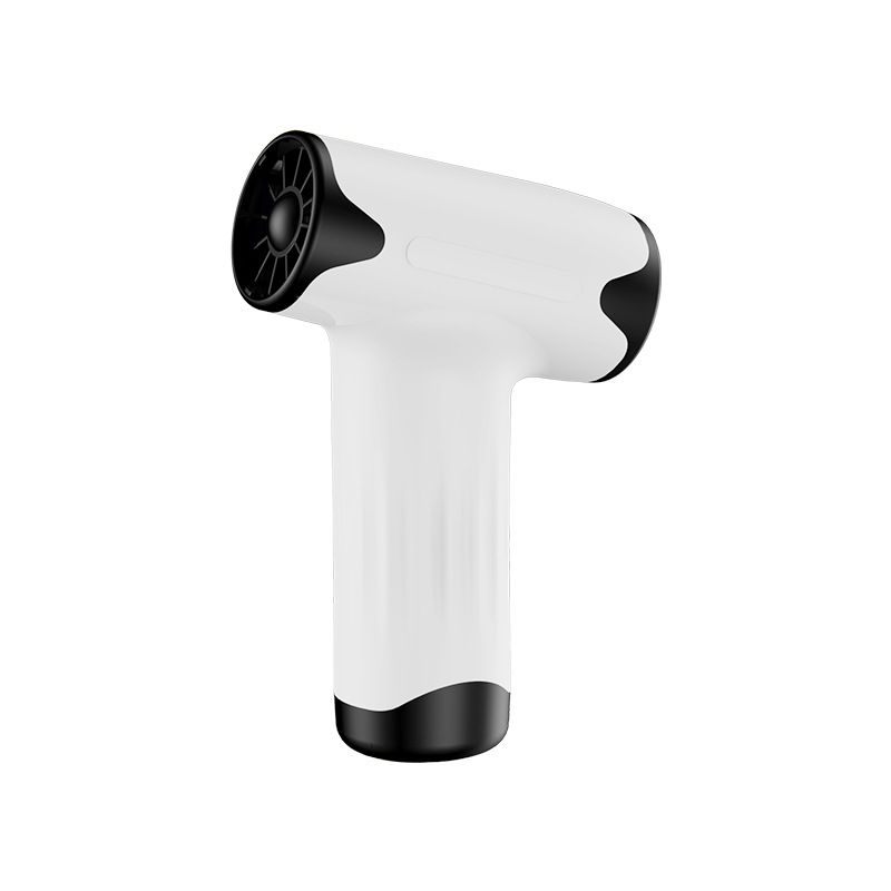 White Portable Cordless Turbo Fan and Hair Dryer - 20 m/s USB Rechargable Air Duster with 4 High Speeds and Compact Low Noise Design for Camping, Car Cleaning and Inflation