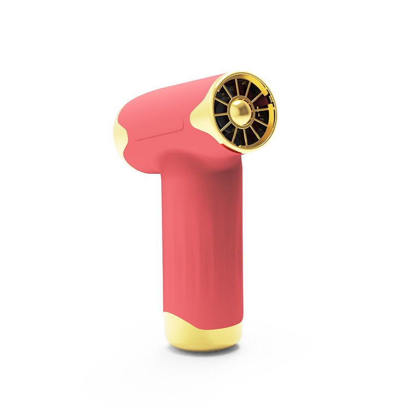 Red Portable Cordless Turbo Fan and Hair Dryer - 20 m/s USB Rechargable Air Duster with 4 High Speeds and Compact Low Noise Design for Camping, Car Cleaning and Inflation