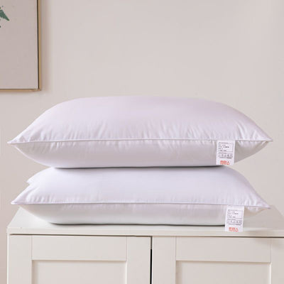 2 Pack White Medium Bed Pillows with Washable Zip Cover Set (48 x 74 cm) - Soft Brushed  Fabric, Plush Fibre Fill, Fast Rebound Support & Structured Piped Edges for Home Hotels Apartments