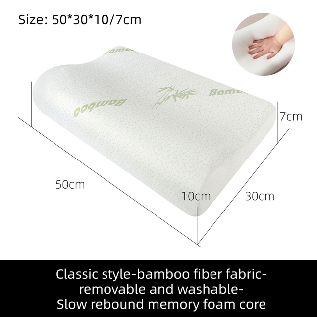 2 Pack Wave Shaped Contour Memory Foam Pillow with Washable Bamboo Fibre Covers - 3-5 Second Slow Rebound and High Low Neck Support for Back and Side Sleepers, 50X30 CM / F50 Style