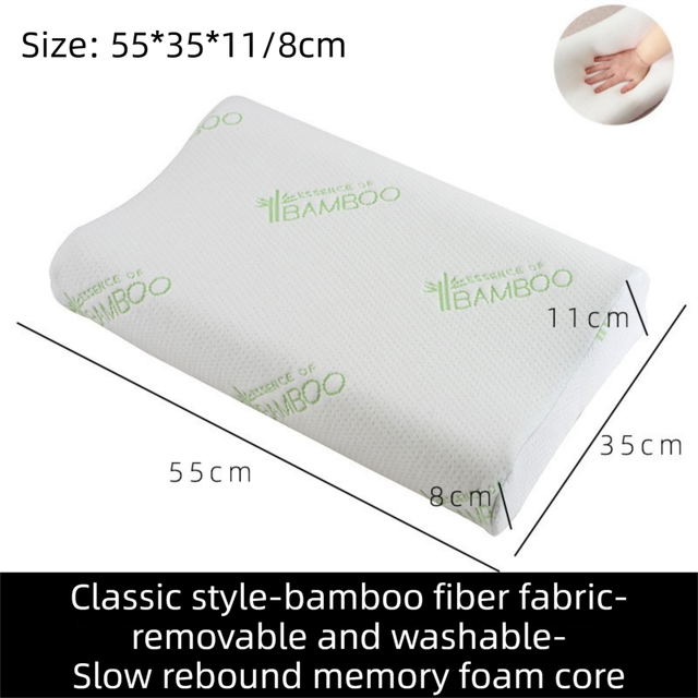 2 Pack Wave Shaped Contour Memory Foam Pillow with Washable Bamboo Fibre Covers - 3-5 Second Slow Rebound and High Low Neck Support for Back and Side Sleepers, 55 x 35 CM / F51 Style