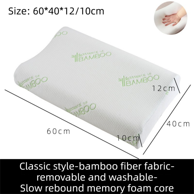2 Pack Wave Shaped Contour Memory Foam Pillow with Washable Bamboo Fibre Covers - 3-5 Second Slow Rebound and High Low Neck Support for Back and Side Sleepers, 60 x 40 CM / F51 Style