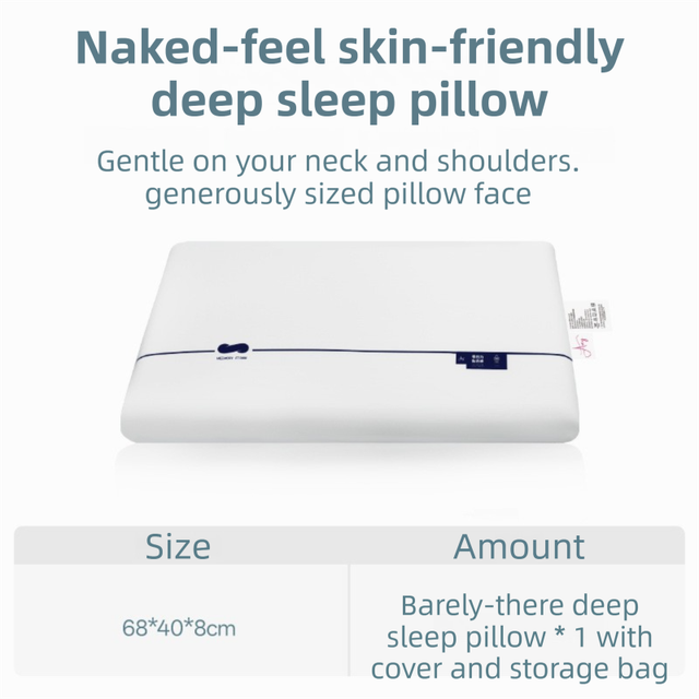White Deep Sleep Slow Rebound Memory Foam Pillow with Washable Cover and Storage Bag - Broad Surface and All-Around Neck Support, 68 x 40 x 8 cm for Back and Side Sleepers