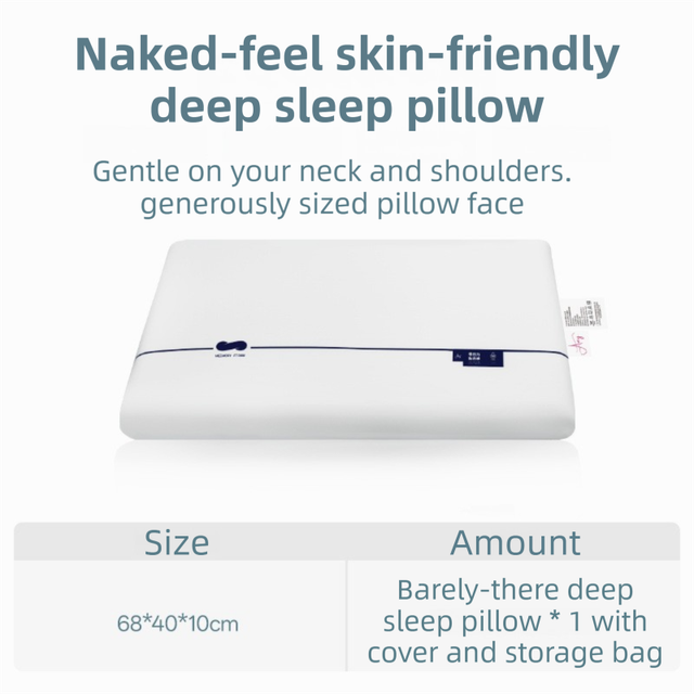 White Deep Sleep Slow Rebound Memory Foam Pillow with Washable Cover and Storage Bag - Broad Surface and All-Around Neck Support, 68 x 40 x 10 cm for Back and Side Sleepers