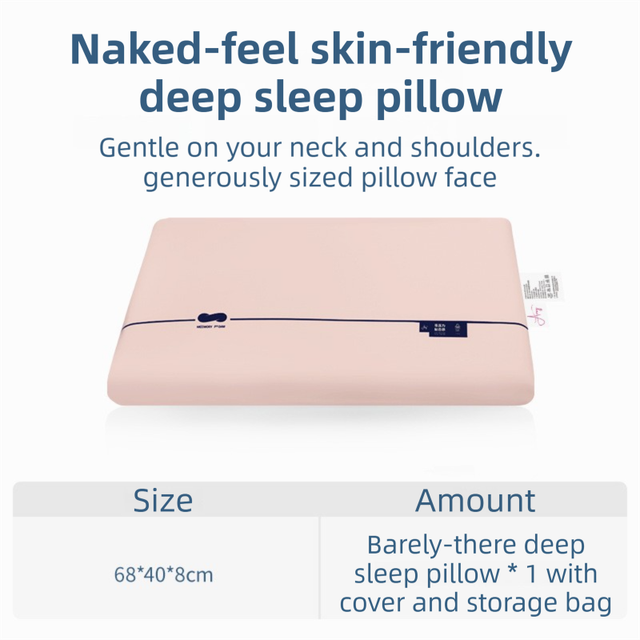 Pink Deep Sleep Slow Rebound Memory Foam Pillow with Washable Cover and Storage Bag - Broad Surface and All-Around Neck Support, 68 x 40 x 8 cm for Back and Side Sleepers