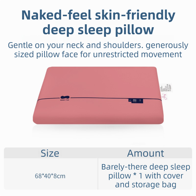 Rose Red Deep Sleep Slow Rebound Memory Foam Pillow with Washable Cover and Storage Bag - Broad Surface and All-Around Neck Support, 68 x 40 x 8 cm for Back and Side Sleepers