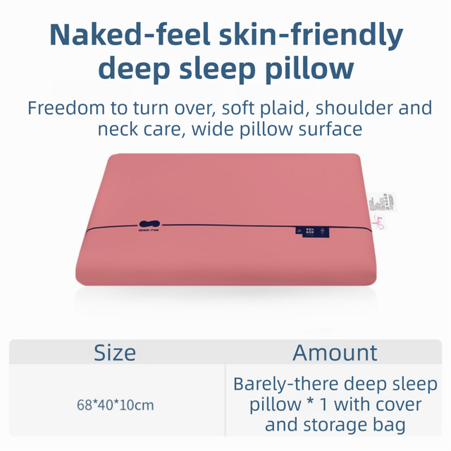Rose Red Deep Sleep Slow Rebound Memory Foam Pillow with Washable Cover and Storage Bag - Broad Surface and All-Around Neck Support, 68 x 40 x 10 cm for Back and Side Sleepers
