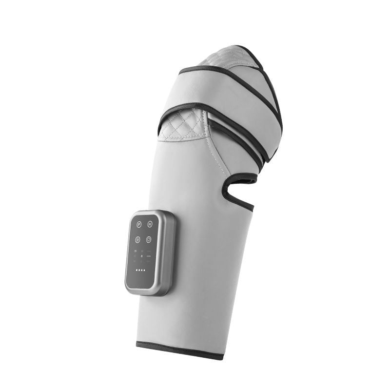 Light Grey Airbag Leg Massager with 3 Intensities and 3 Graphene Heat Modes  - Rechargeable Calf and Knee Extended Wrap, Touch Display, 3 Adjustable Strap for Single Leg Wrap-around Fastening