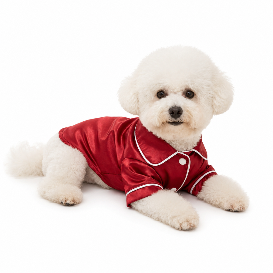 Red Pet Pyjamas L Size- Lightweight Acrylic Dog and Cat Sleepwear, Compact Indoor Loungewear for Small Pets, Spring and Summer Pet Clothing