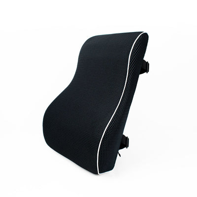Black 45x40x10cm  Memory Foam Lumbar Support Cushion - Polyester Mesh Cover, Adjustable Straps, Back Rest for Office Chair and Car Seat, Posture Relief for Prolonged Sitting