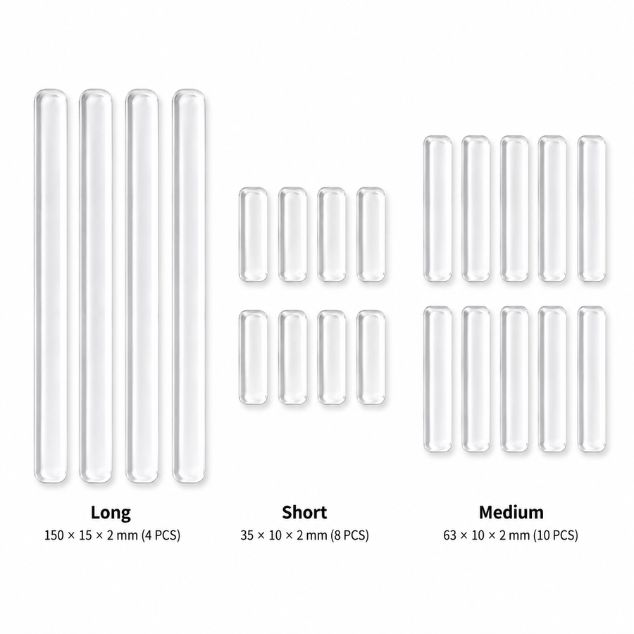 Transparent Anti-Collision Strip Set - Self-Adhesive Silicone Bumper for Doors, Cabinets & Fridge, Invisible Shock Absorbing Wall Protector with 3 Sizes