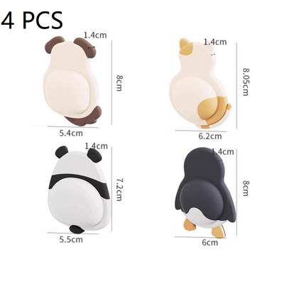 4pcs Cute Animal Soft Rubber Door Handle Bumper Pad - 14mm Thick Self Adhesive Wall Protector, Noise Reduction Cushion for Home, Bedroom, Bathroom