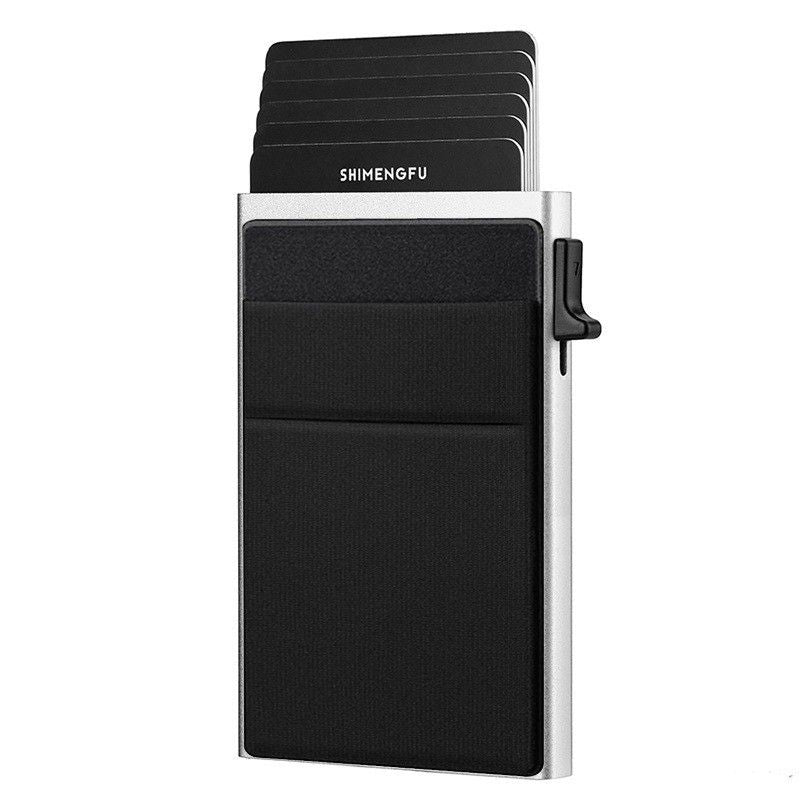 Silvery RFID Blocking Aluminum Wallet - Slim Pop Up Card Holder - 10+ Card Capacity, Cash Pocket, Lightweight Front Pocket Design