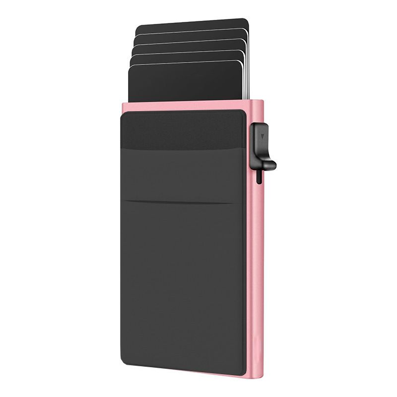 Pink RFID Blocking Aluminum Wallet - Slim Pop Up Card Holder - 10+ Card Capacity, Cash Pocket, Lightweight Front Pocket Design