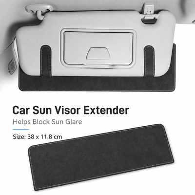 Whitish-gray Car Sun Visor Extension Panel 38cm x 11.8cm - Glare Reduction, Easy Clip-On Installation, Universal Fit for Cars and SUVs