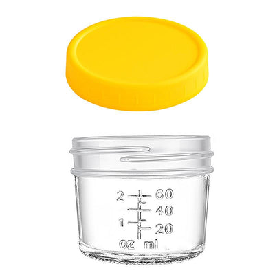 Yellow lid 4oz Glass  Storage Jars with Leakproof Lids and Measurement Marks - BPA Free, Microwave and Dishwasher Safe, Ideal for Homemade Purees, Sauce, and Portion Control