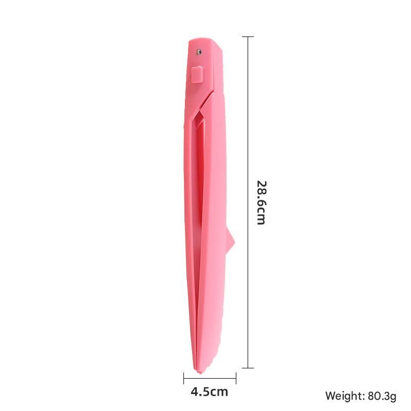 Pink Foldable Nylon Kitchen Tongs - Self-Standing Design with Serrated Grip and Locking Clip - Heat Resistant Food Serving Tool for BBQ, Pasta, Salad and Baking