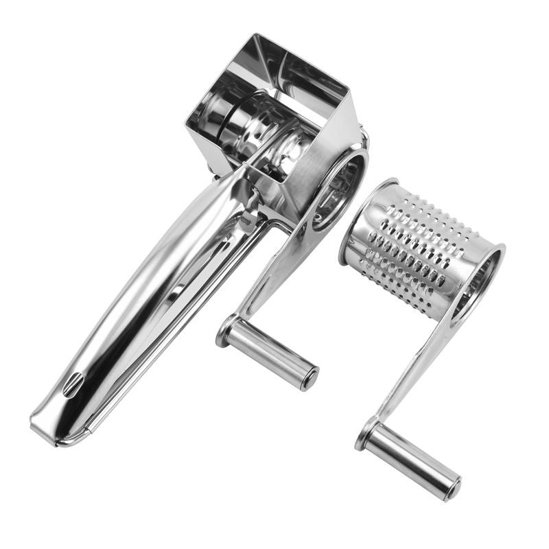 9-10 hole planer grater Stainless Steel Hand Crank Cheese Grater - Rotary Drum Shredder for Cheese, Chocolate and Butter - Ergonomic Handle Kitchen Gadget for Home Cooking and Baking