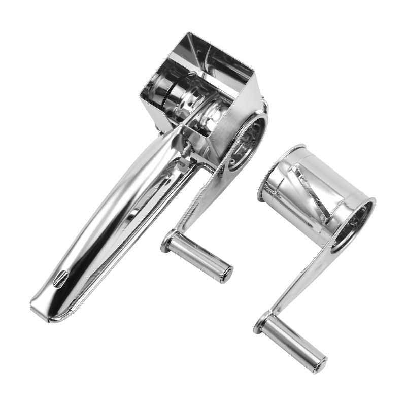 Flat-blade planer grater Stainless Steel Hand Crank Cheese Grater - Rotary Drum Shredder for Cheese, Chocolate and Butter - Ergonomic Handle Kitchen Gadget for Home Cooking and Baking