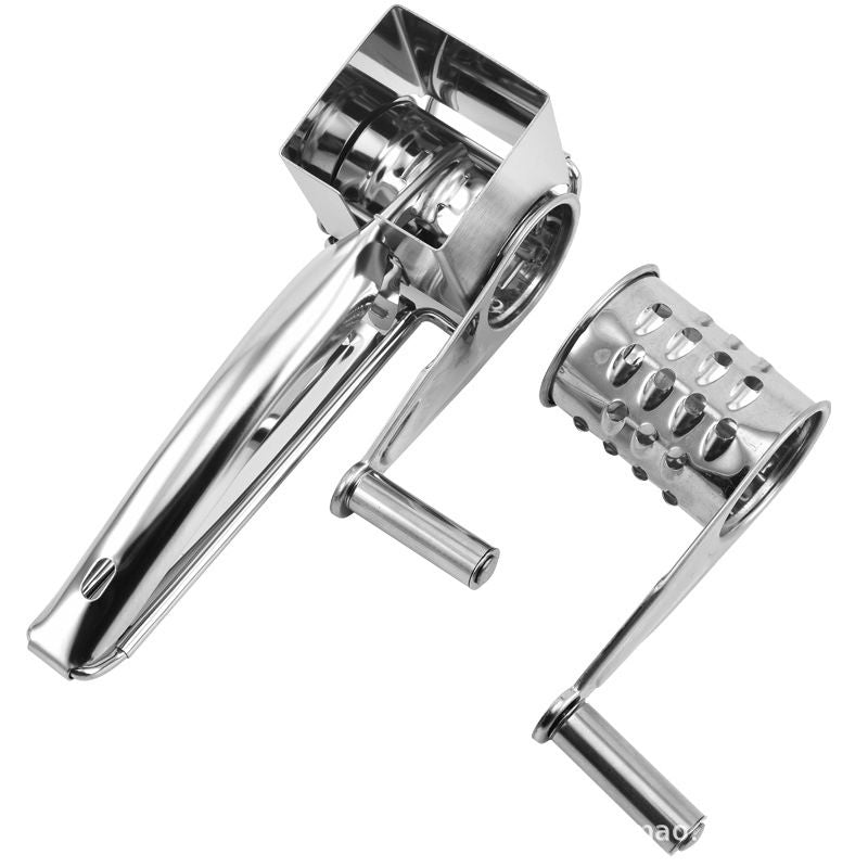 3-4 hole grater planer Stainless Steel Hand Crank Cheese Grater - Rotary Drum Shredder for Cheese, Chocolate and Butter - Ergonomic Handle Kitchen Gadget for Home Cooking and Baking