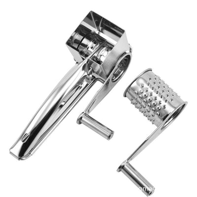 5-6 hole grater planer Stainless Steel Hand Crank Cheese Grater - Rotary Drum Shredder for Cheese, Chocolate and Butter - Ergonomic Handle Kitchen Gadget for Home Cooking and Baking