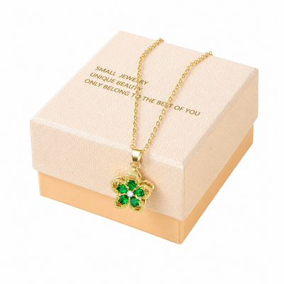 Green Rotating Bauhinia Zircon Flower Pendant Necklace - Alloy and Zircon - 15mm Pendant, 40+5cm Chain, Design for Women, Fashionable Collarbone Jewelry Gift