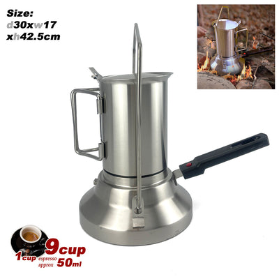 NNEDSZ 2 In 1 Camping Stainless Steel 9Cup Pot Moka Coffee Maker Italian Espresso Kettle NEW MODLE-0