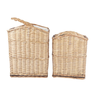 NNEDSZ 2 Piece Wicker Storage Baskets With Lid Set-0