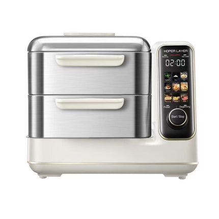 Hoper Layer Electric Food Steamer 16L Large Capacity 10 Second Start 24H Timer Independent Water Tank-0