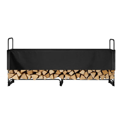 VEVOR Firewood Rack with Waterproof Cover, 257 x 36 x 117 cm Outdoor Firewood Holder, 660lb Weight Capacity, 1/2 Cord Log Holder, Half-Covered, Powder-coated Wood Storage Rack for Fireplace Deck-0