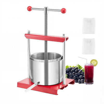 VEVOR Fruit Wine Press Manual Press for Wine Making 1.6 Gal/6L Stainless Steel-0