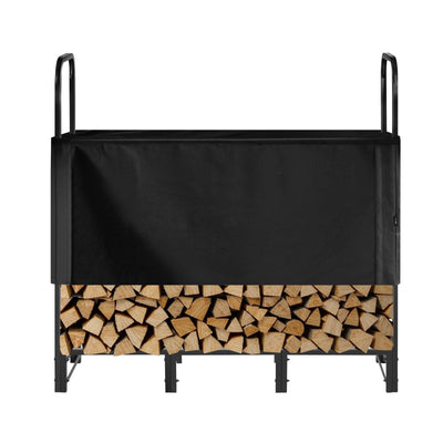 VEVOR Firewood Rack with Waterproof Cover, 1.22m Outdoor Firewood Holder, 1/4 Cord Storage Metal Log Holder, 400lb Max Weight Capacity, Top Covered, Powder-Coated Wood Storage Rack for Fireplace Deck-0