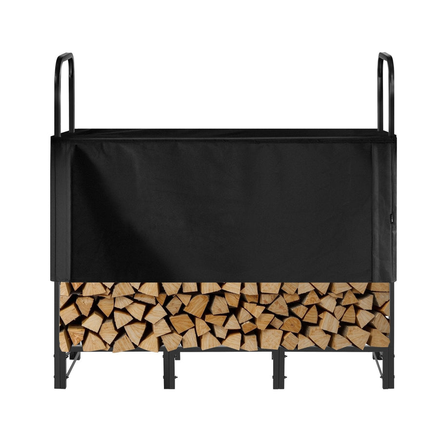 VEVOR Firewood Rack with Waterproof Cover, 1.22m Outdoor Firewood Holder, 1/4 Cord Storage Metal Log Holder, 400lb Max Weight Capacity, Top Covered, Powder-Coated Wood Storage Rack for Fireplace Deck-0