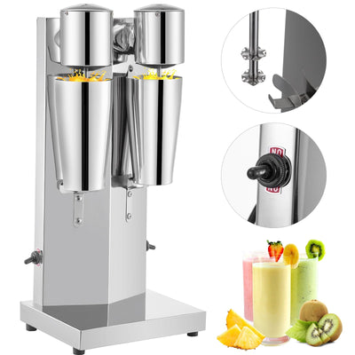 Vevor Commercial Milkshake Maker Machine Double Heads Thickshake Frother Stainless-0