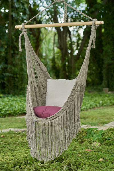 NNEDSZ Fringed Cotton Rope Mexican Hammock Swing from Mexico in Dream Sands-0