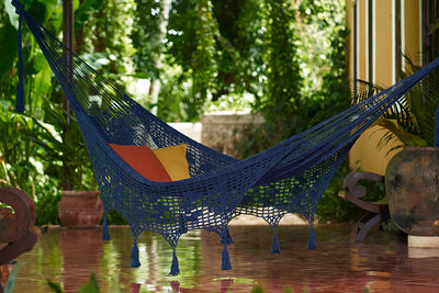 NNEDSZ Legacy King Size DeOutdoor Cotton Mexican Hammock in Blue Colour-0