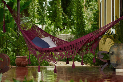 NNEDSZ Legacy King Size DeOutdoor Cotton Mexican Hammock in Maroon Colour-0