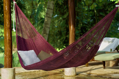 NNEDSZ Legacy King Size Outdoor Cotton Mexican Hammock in Maroon Colour-0