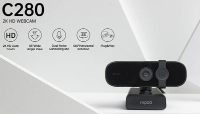 Rapoo C280 2K Webcam - Wide Angle Lens