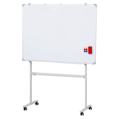 NNEDSZ 90x120cm Standing Whiteboard with Wheels Magnetic Double-Sided Erase Board-0