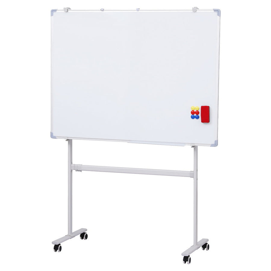 NNEDSZ 90x120cm Standing Whiteboard with Wheels Magnetic Double-Sided Erase Board-0