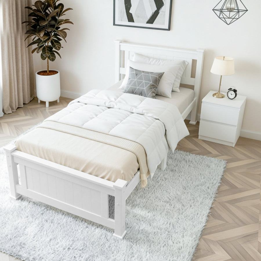 Artiss King Single Bed Frame and Bedside Table-0