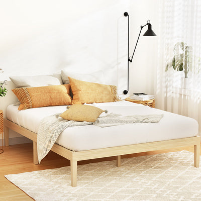 NNEDSZ Artiss Bed Frame Double Size Wooden Base Mattress Platform Timber Pine BRUNO-0