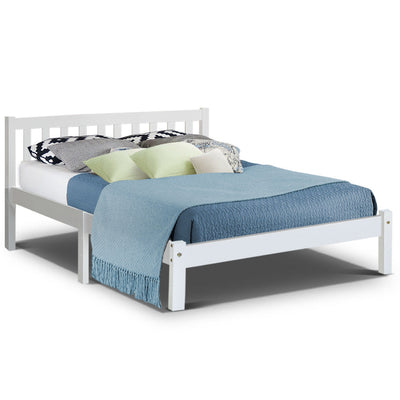 NNEDSZ Double Full Size Wooden Bed Frame SOFIE Pine Timber Mattress Base Bedroom-0