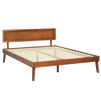 NNEDSZ Bed Frame Queen Size Wooden Bed Base Walnut SPLAY-0
